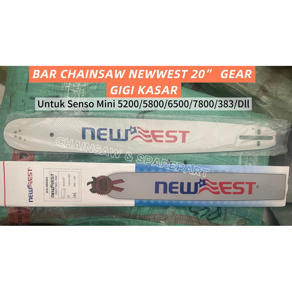 Bar Chainsaw New West  20" /34T Gigi/ Gear Rantai 3/8" 34 mata Bar Senso New West 20 inch 34T /34 Ma