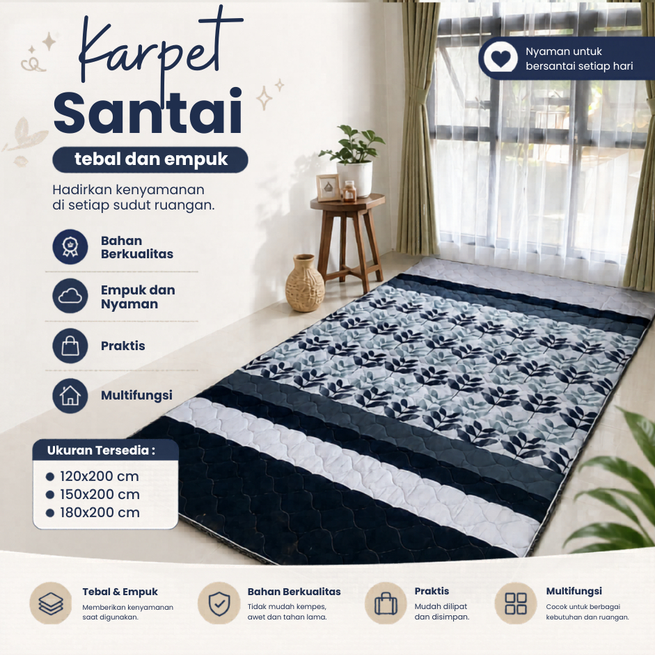 Ranu Karpet Santai Quilting Tikar Lantai Empuk Aesthetic