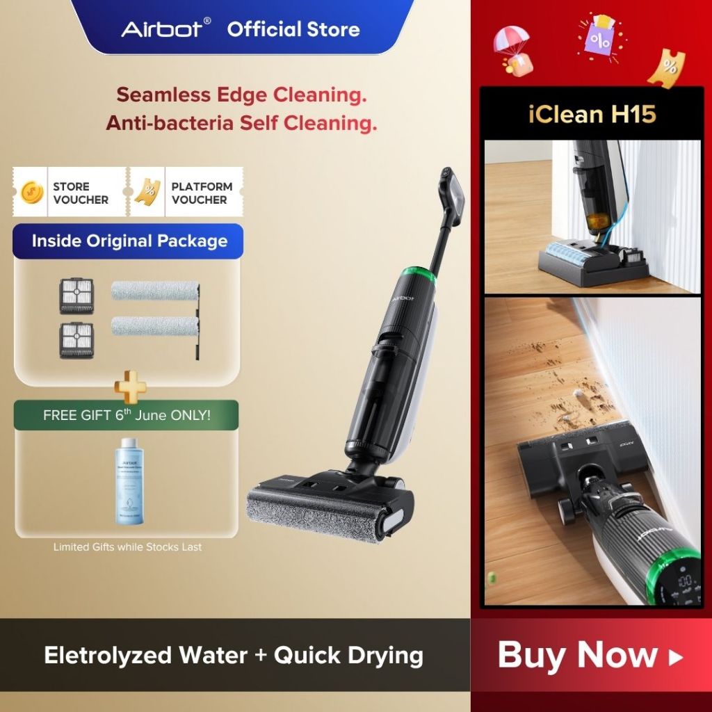 [ New Arrival ] Airbot iClean H15 Wet & Dry Vacuum Cleaner Floor Washer Electric Mop Vacuum