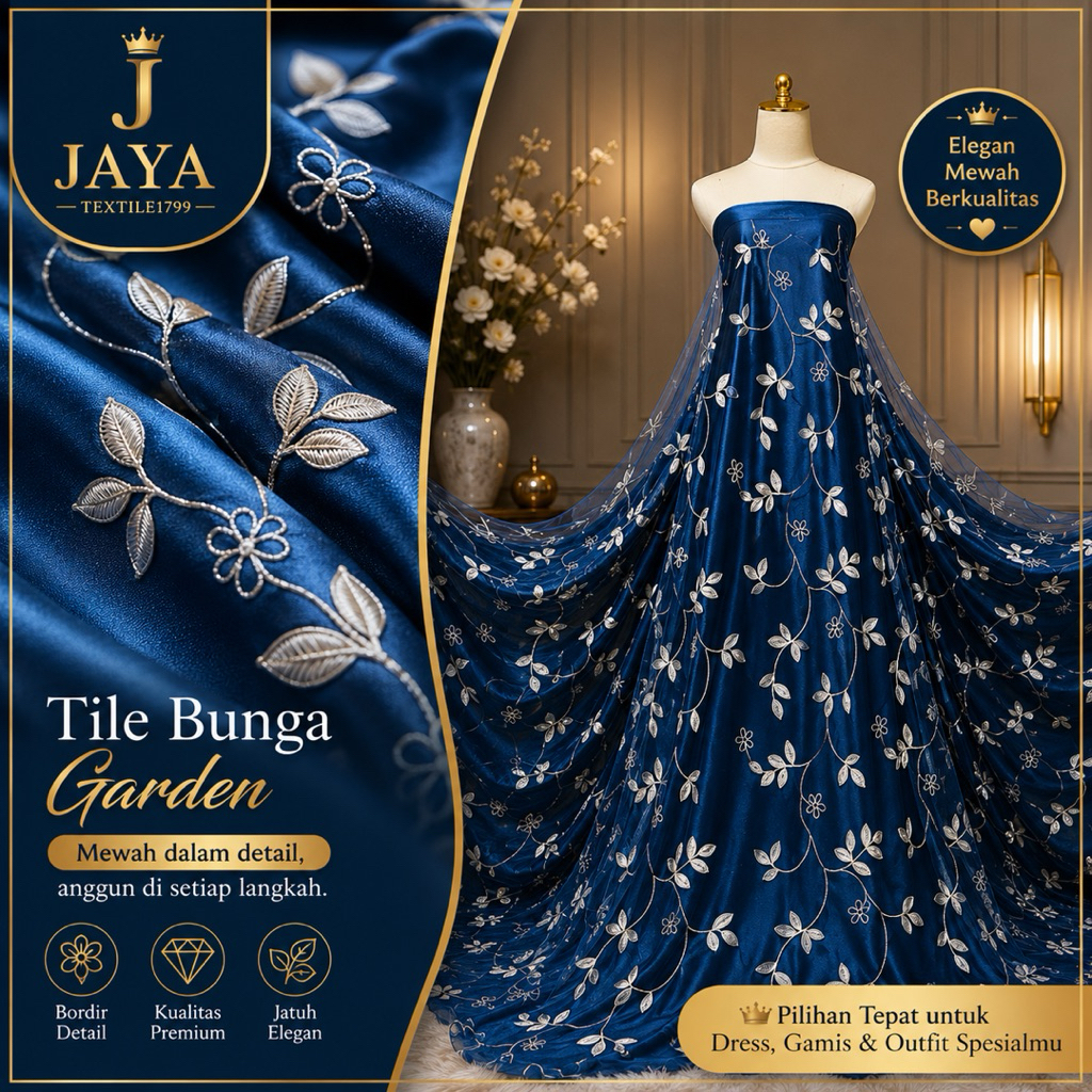 Kain Tile Bordir garder two tone / Kain tile brokat kebaya/ tile brokat meteran Bridesmaid