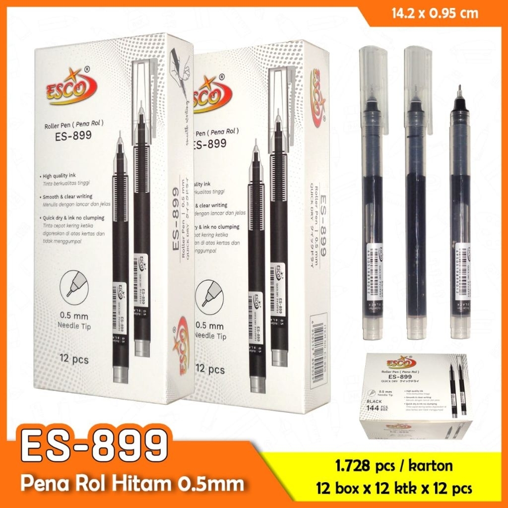 (12 pcs) ROLLER PEN GELL ESCO 0.5MM /  ES-899