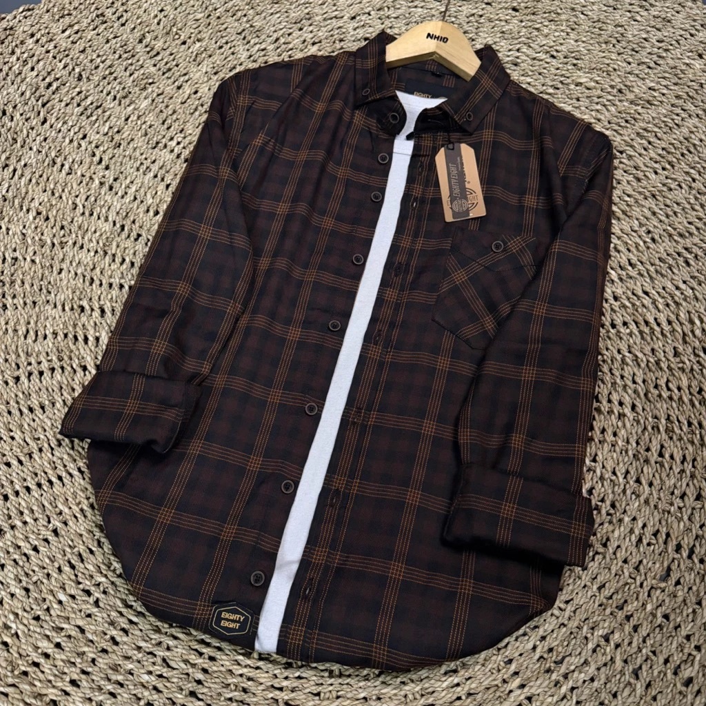 Brill Eighty Eight 88 Kemeja Flanel Panjang Semi Wool Premium Motif Kotak-Kotak Unisex
