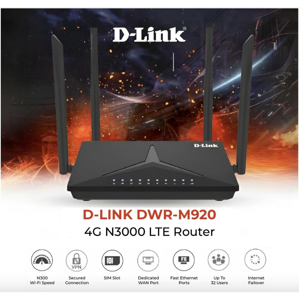 D-Link DWR-M920 N300 4G LTE Modem Wireless Router (Pengganti DWR-920)