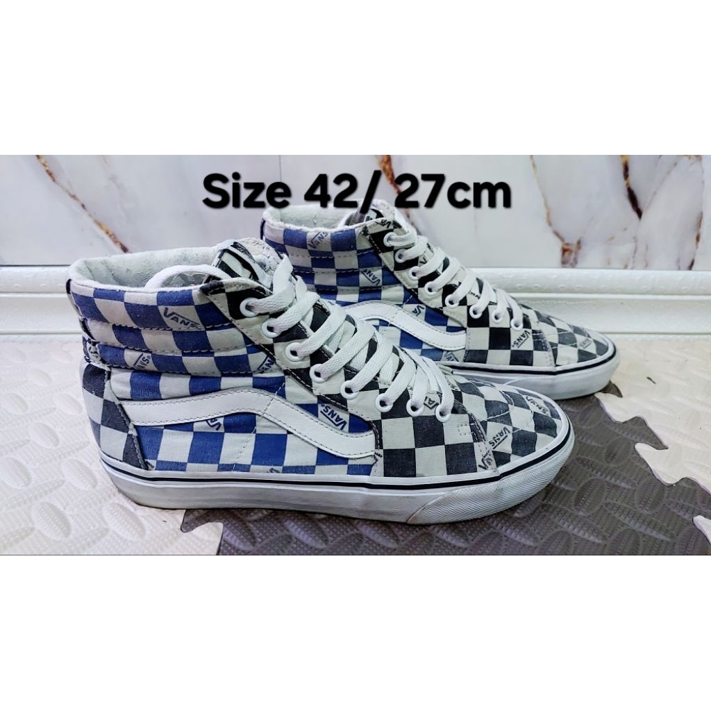 "PRELOVED" VANS SK8 CHECKERBOARD HIGH SIZE 42/27CM SECOND BERKUALITAS