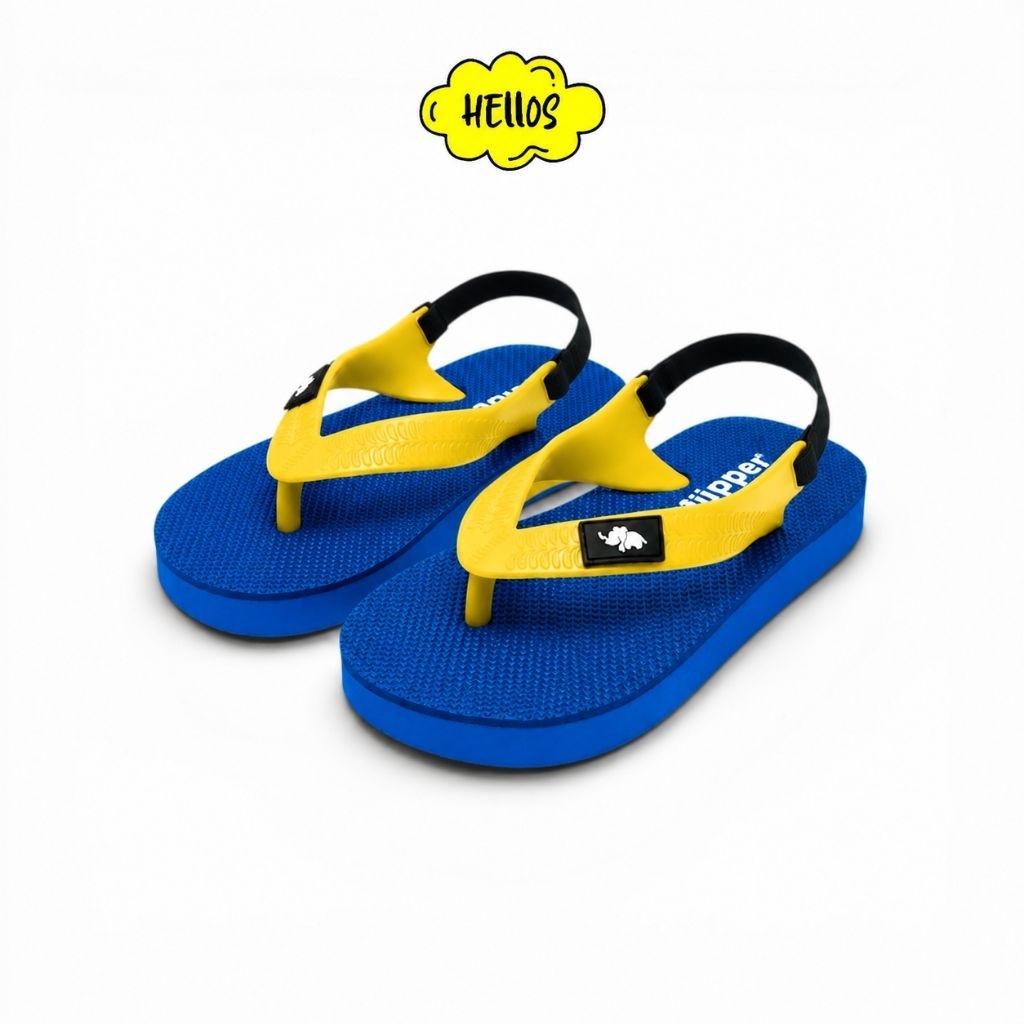 Sandal Jepit Fipper Rubber Anak Laki-Laki/Perempuan (Unisex) - NAVY TALI KUNING - Fashion Kaki Karet