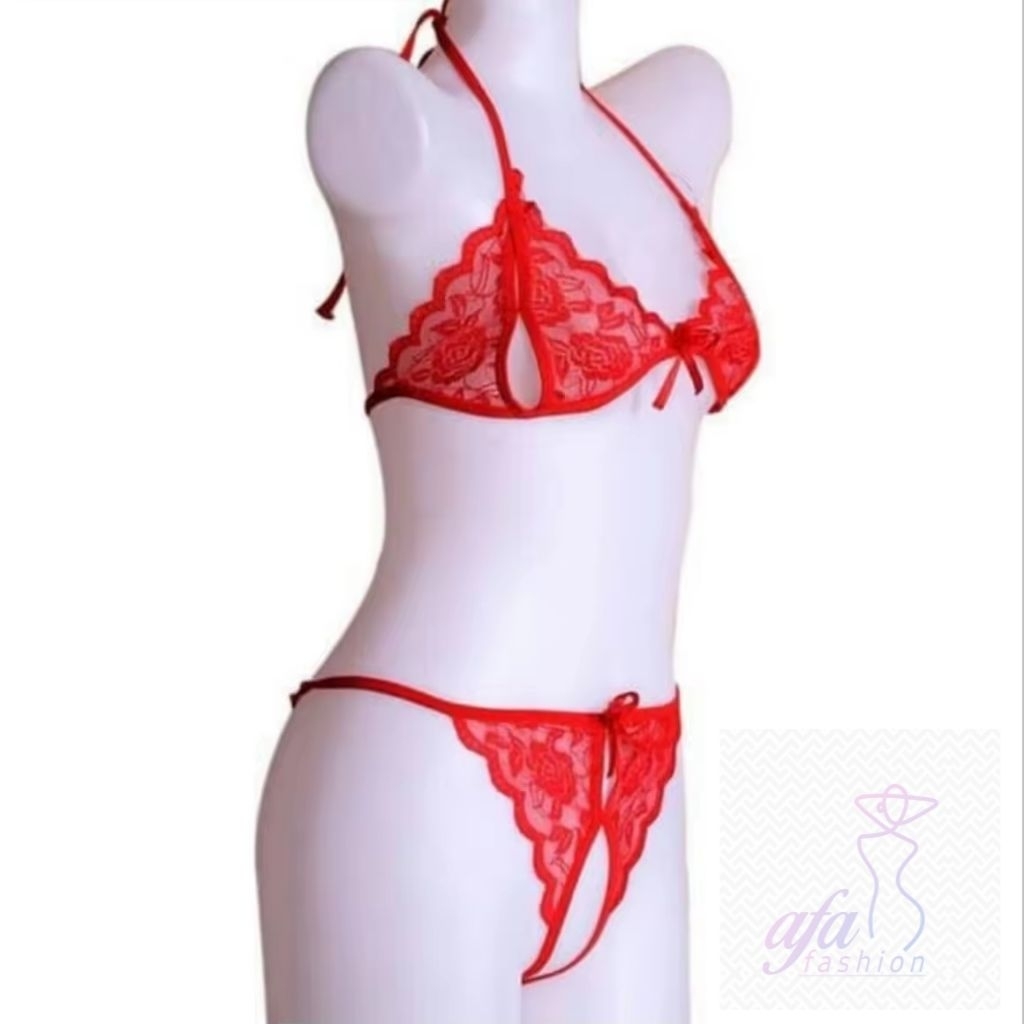 (cod) bikini Sexy Bra Set G String Set Pakaian dalam Cosplay anime tali thong bra