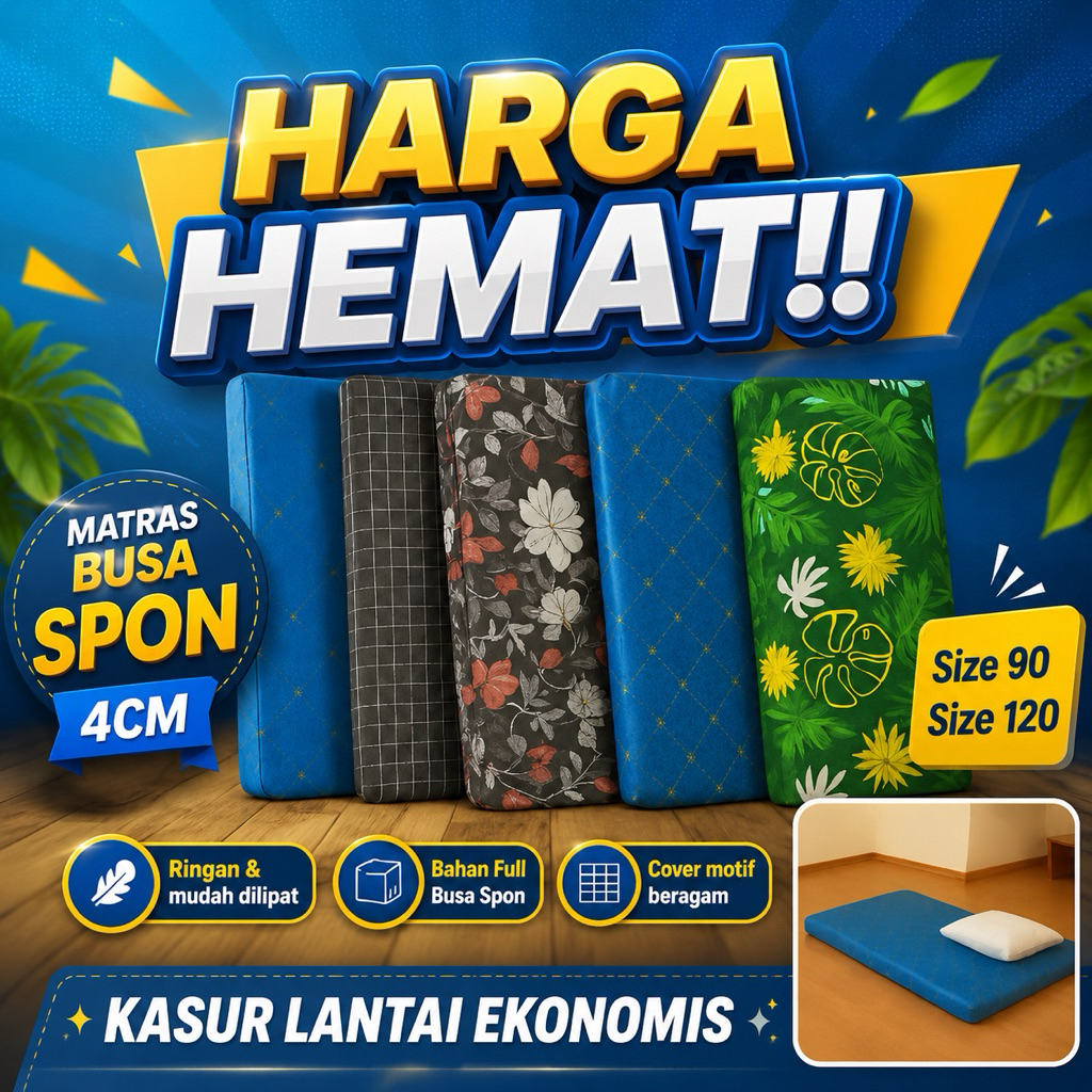 Matras Busa Spon Kasur Lantai Ekonomis Lipat Ringan | Kasur Tidur Size 90 / 120  | Kasur Lantai Busa
