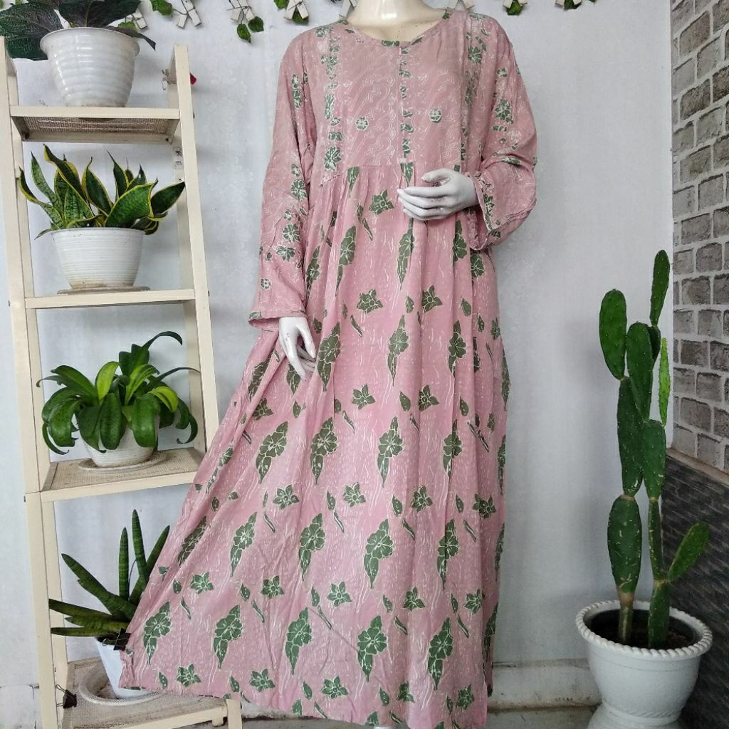 Daster HUZA ORI (Ld124,pb136) Longdress  Jumbo Wiru Resleting