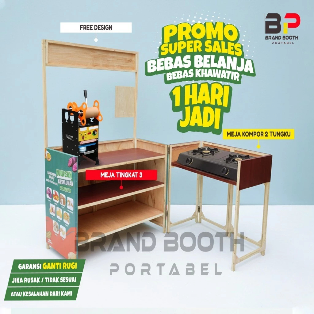 Booth Portable Jumbo | Booth Jualan Makanan | Muat Kompor 2 Tungku