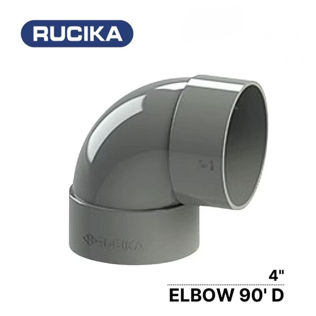 PVC Elbow 4 Inch - Sambungan Pipa PVC 4 Inch 90 Derajat, Kemiringan 90 Derajat RUCIKA D abuabu 3" 5i