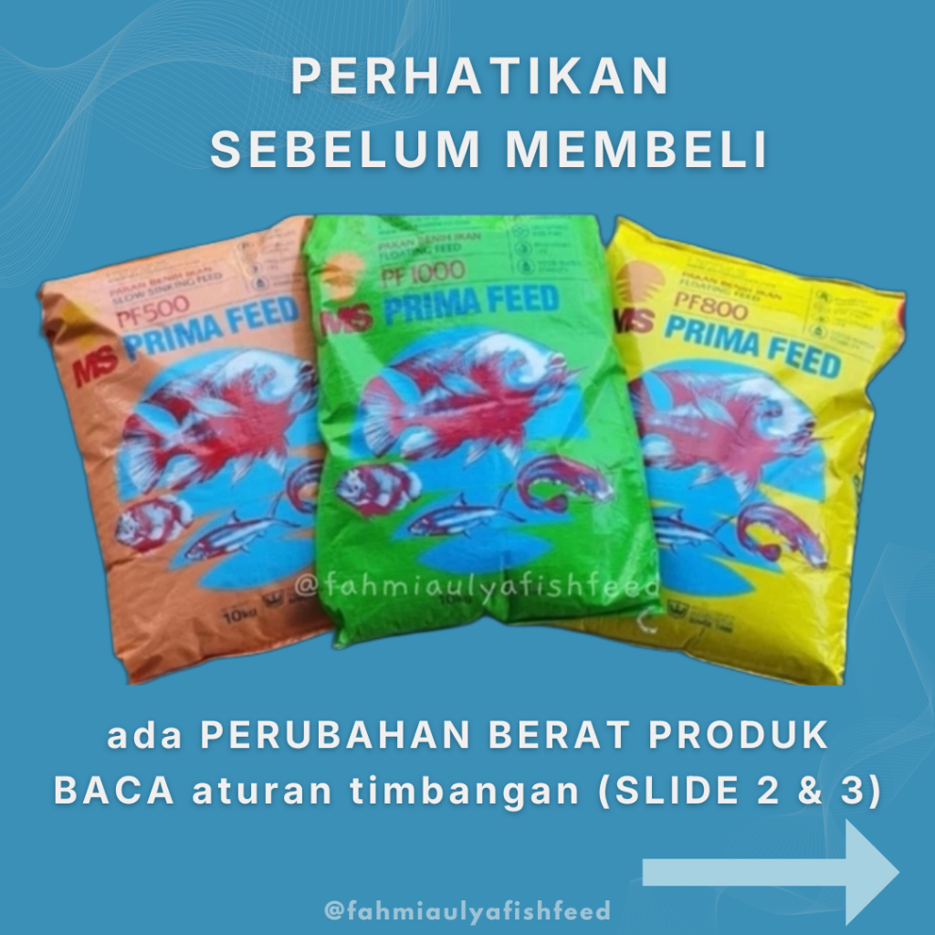 (PAKET 10 KG) PAKAN BENIH IKAN PF 500, 800, 1000  | Prima Feed Protein 40% | Pakan Benih Ikan Hias, 