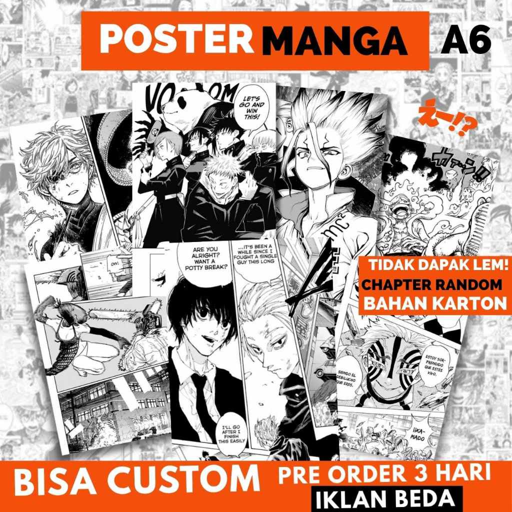 OTS3 - [ MANGA ] POSTER MANGA DEKORASI WALLPAPER - POSTER ANIME KOMIK MANGA ONE PIECE DEATHNOTE JUJU