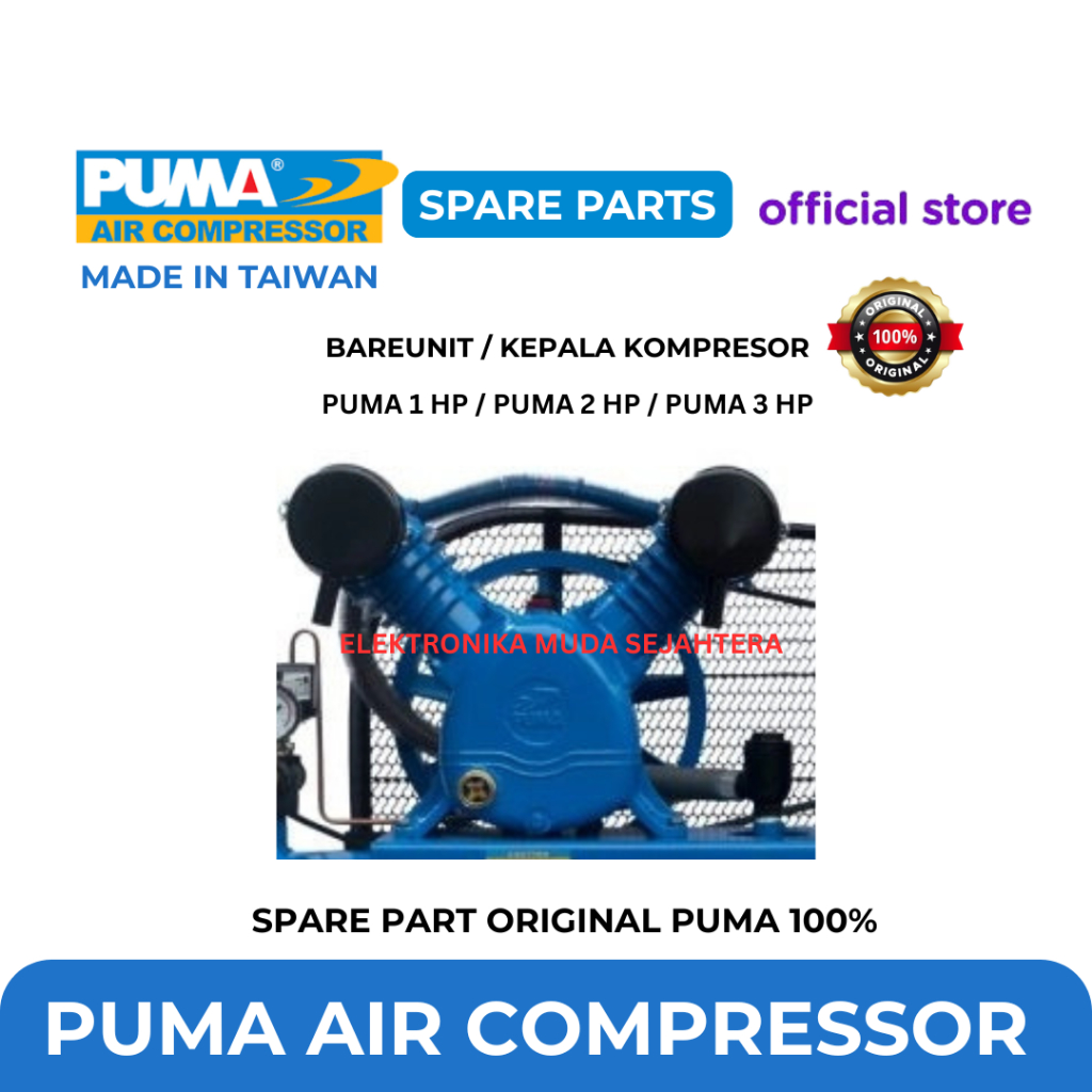PUMA BARE UNIT PK 1HP / PK 2HP / PK 3HP / TEKANAN 8 BAR  / KEPALA KOMPRESOR PUMA / Spare Part Puma K
