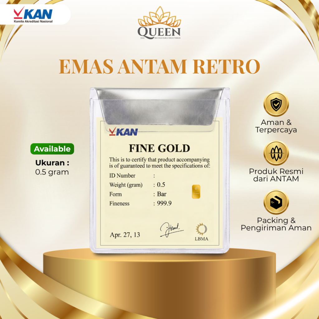 Emas Antam Retro 0.5 Gram Logam Mulia Original Sertifikat Resmi Investasi Koleksi Premium