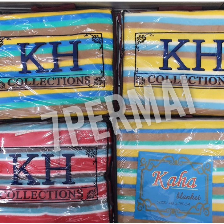 Selimut By KH collections Balnket motif garis strip lorek lurik pelangi Ukuran 145 X 195 Halus Lembu