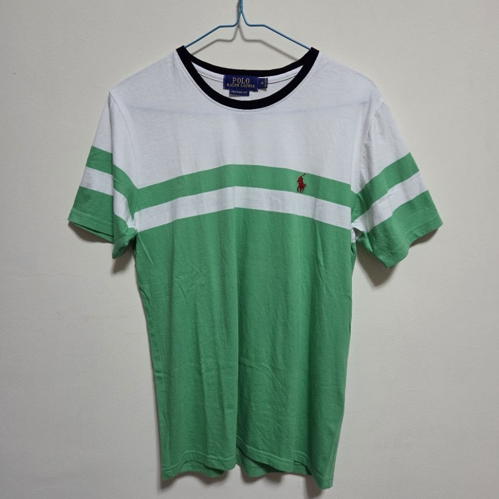 Polo Ralph Lauren Classic Green and White Shirt (Preloved)