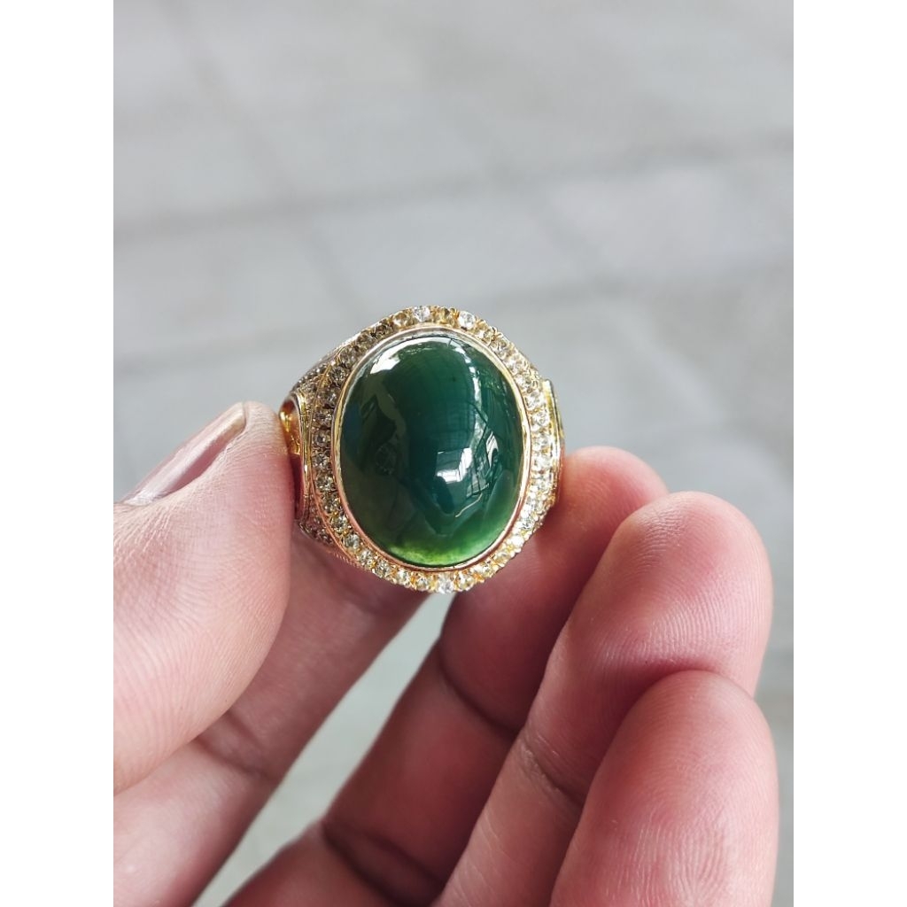 Ring cincin Batu Bacan doko majiko bahan material dari bacan coklat.