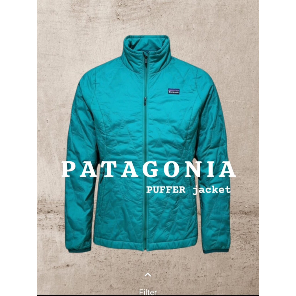 Puffer jaket keren Patagonia bahan empuk ringan warna pekat second preloved