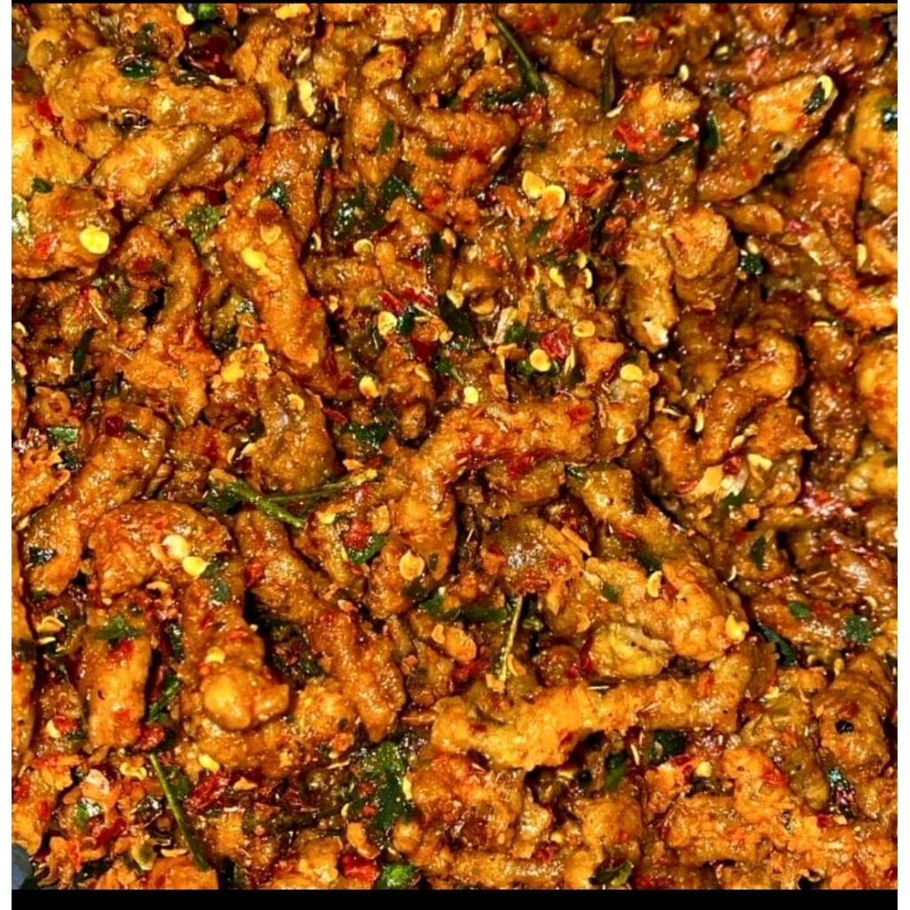 keripik usus ayam crispy 1kg keripik usus ayam pedas daun jeruk-keripik usus ayam original