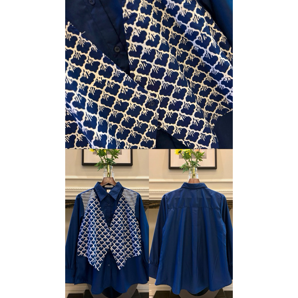Kemeja katun ima tuyobo mix batik garutan  Model vest ada kancing(rompi menyatu) Batik lapis trikot 