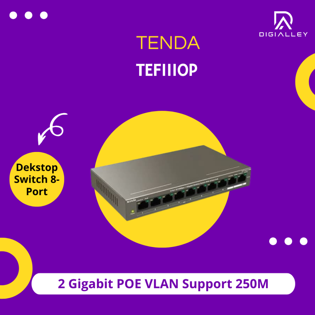Tenda TEF1110P Dekstop Switch 8-Port 2POE VLAN Support 250M