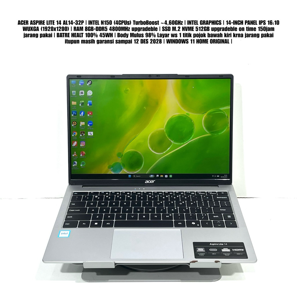 Laptop ACER ASPIRE LITE 14 AL14-32P Masih Garansi Resmi - Intel N150 (4CPUs) ~3,60GHz Intel Graphics