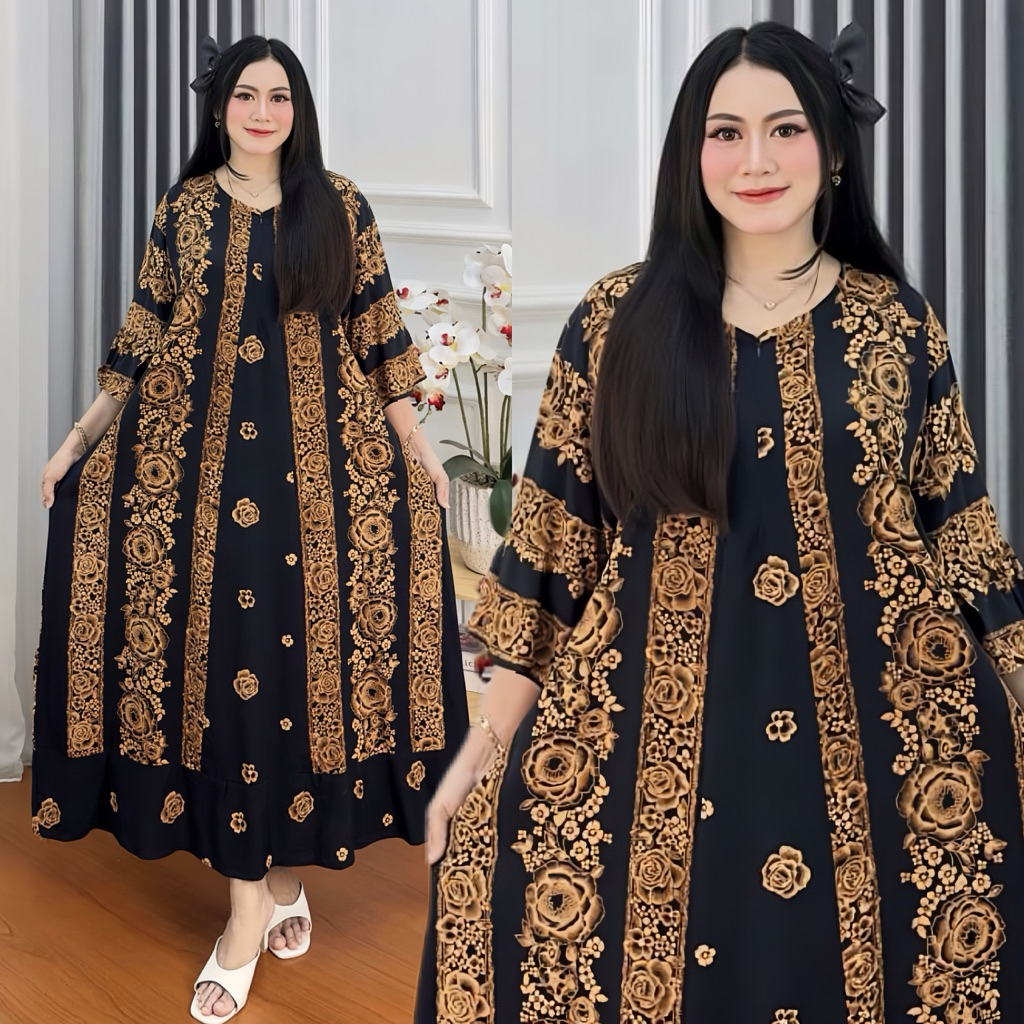 Chika Dress Daster Jumbo LD 130 Lengan 3/4 Kain Rayon