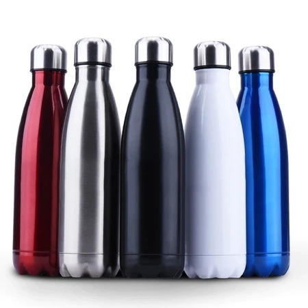 Tumbler Botol Bowling Silver 500ml - Tahan Panas & Dingin, Anti Karat, Praktis