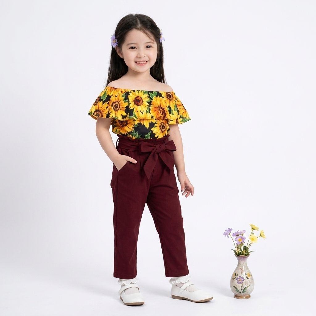 Set Serly Flower Setelan Baju Anak Perempuan Lucu Outfit Anak Jalan Jalan Rx