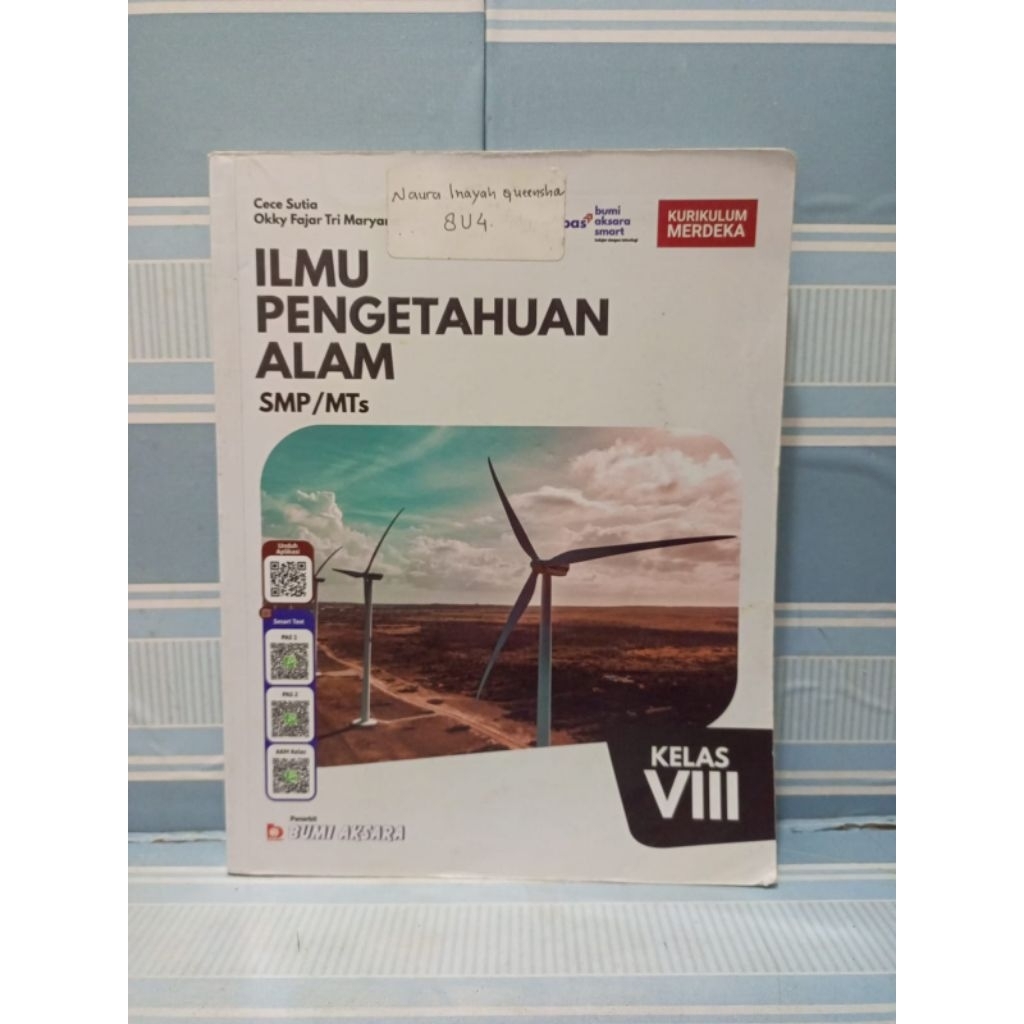 Buku IPA ilmu pengetahuan alam untuk SMP kelas 2 VIII 8 kurikulum merdeka bumi aksara