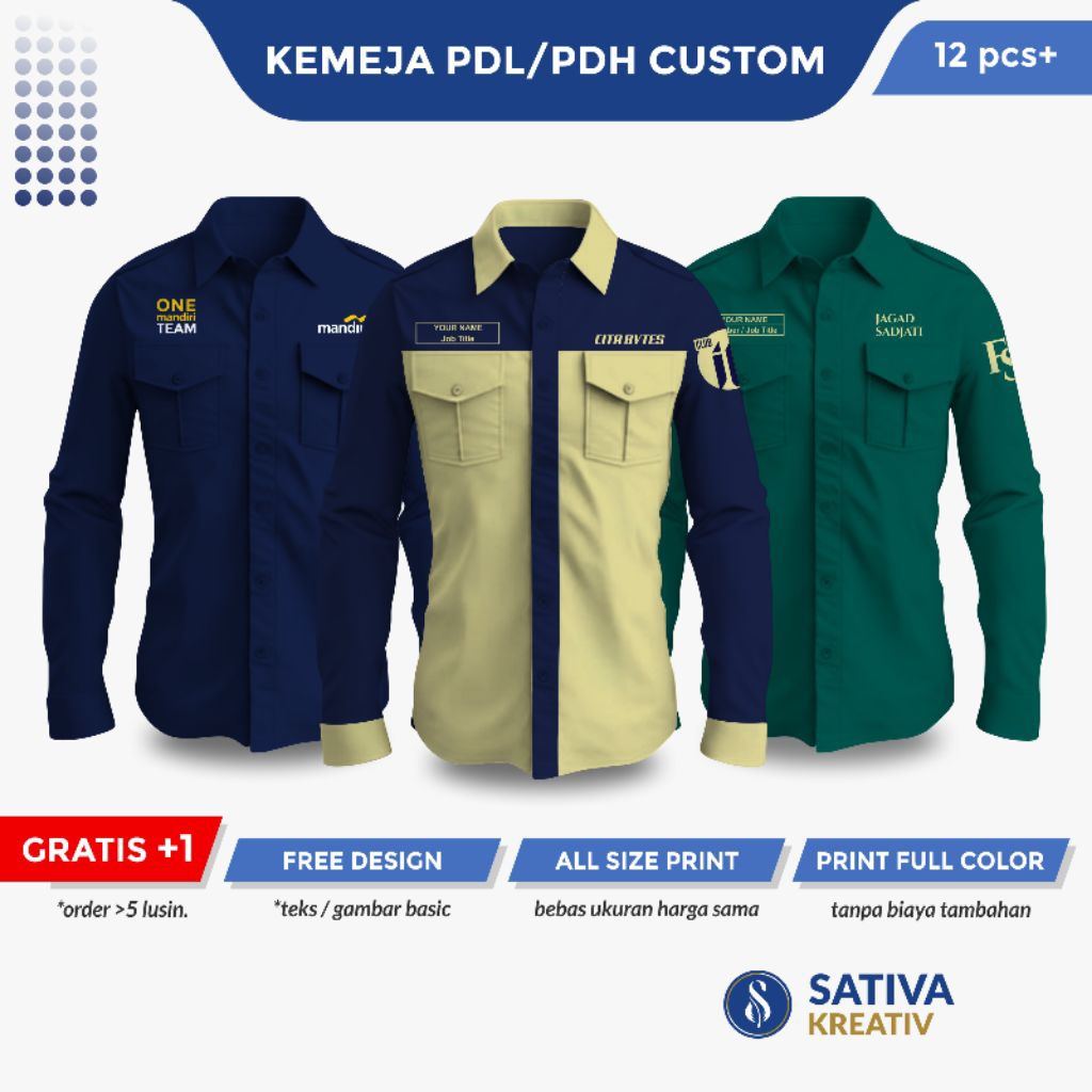 Kemeja PDL/PDH Custom Bordir | Formal/Casual | American Drill / Japan Drill / Baby Canvas / Ripstop