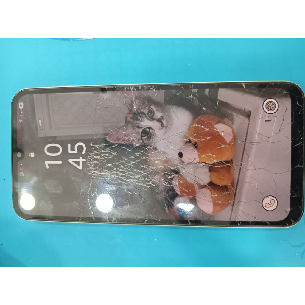 lcd copotan super amoled samsung a24 4g minus kaca retak tinggal ganti glass