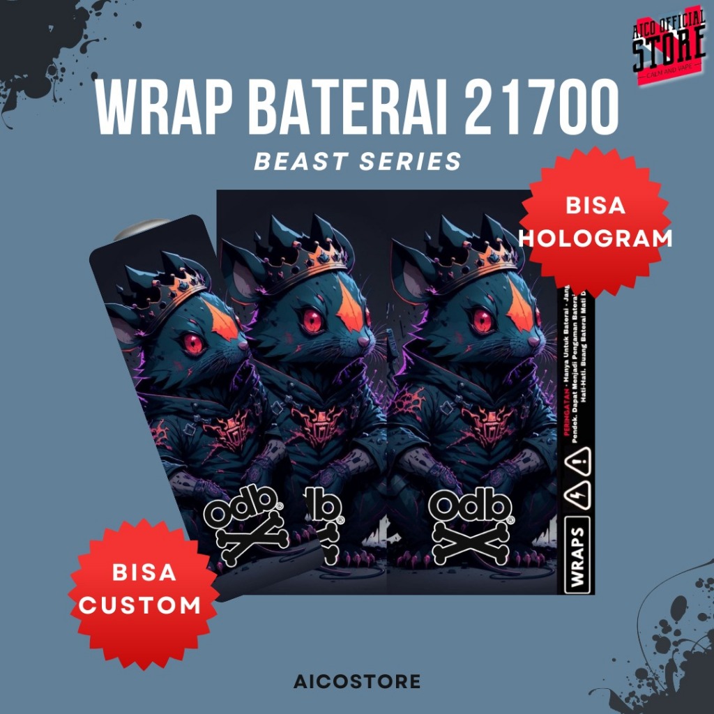 WRAP SERIES Stiker Wrap Baterai 21700 Motif Beast Series Premium Vinyl Anti Air | Skin Pelindung Bat