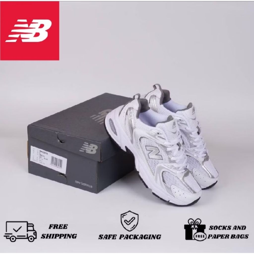 Sepatu New Balance 530 White Silver Metalic Original Pria Wanita NB 530 Premium Sneakers Import