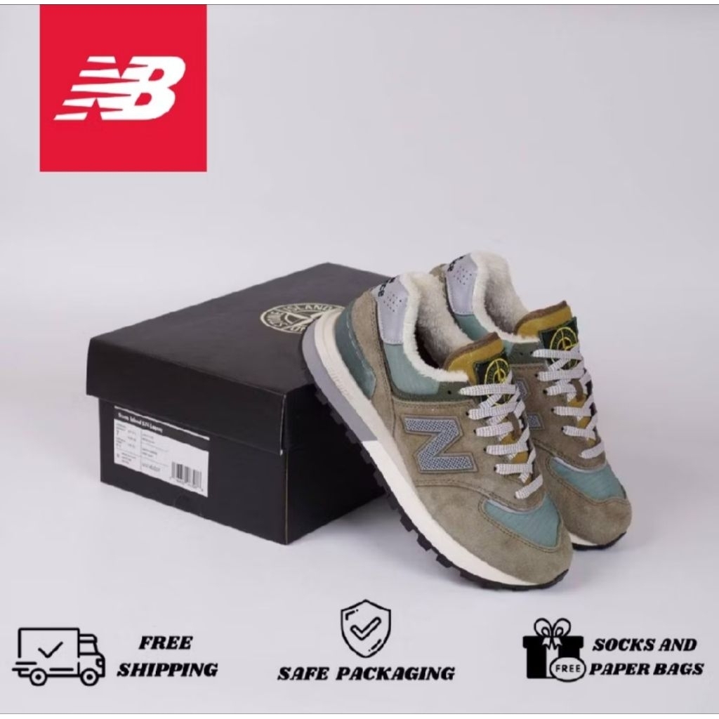Sepatu New Balance 574 Legacy Stone Island Original Pria Wanita NB 574 Premium Sneakers Import