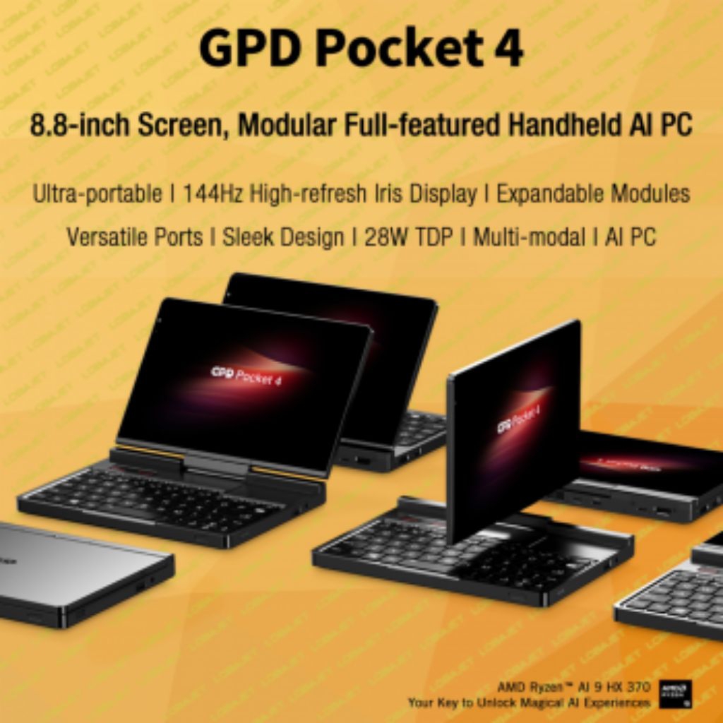 GPD Pocket 4 - 8.8-inch Mini AI PC - Ryzen AI 9 HX370 32GB RAM 2TB ROM