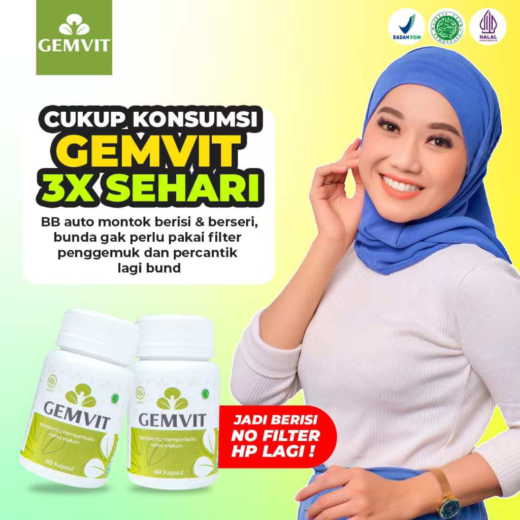 Gemvit Suplemen Penggemuk Penambah Berat Badan Dan Pencerah Wajah