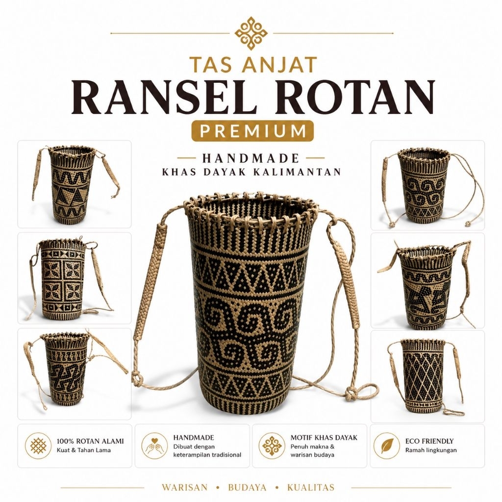 Tas Anjat Rotan  Ransel  original Suku Dayak  Kalimantan