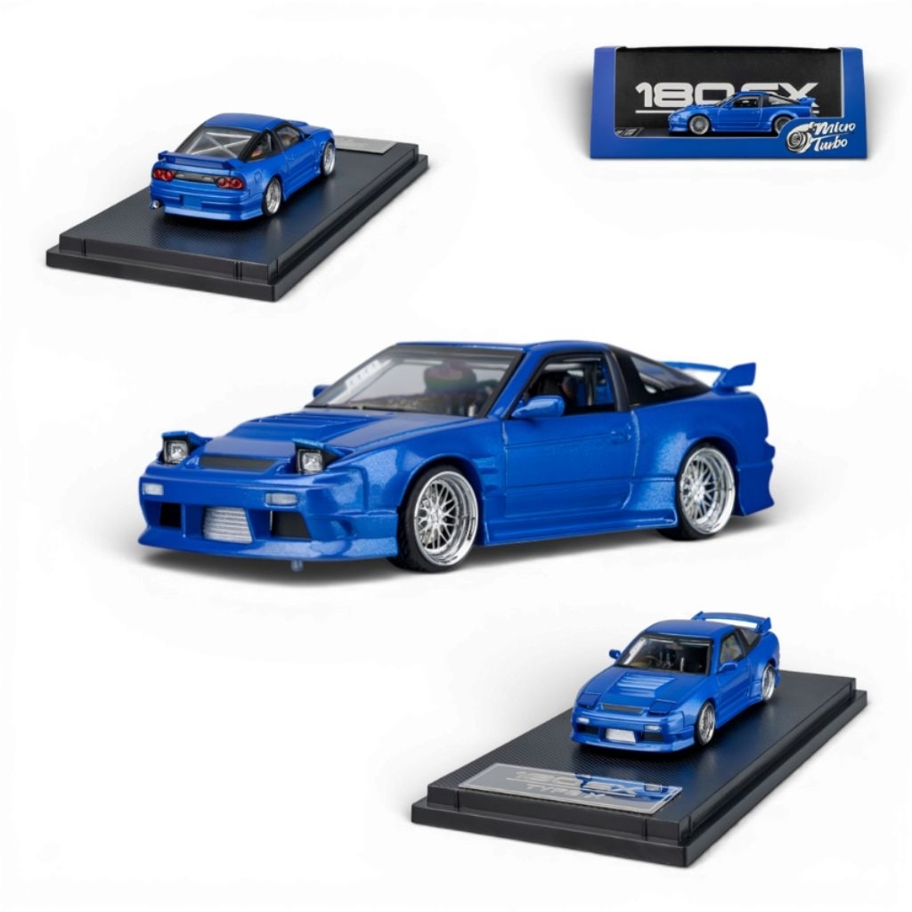 Micro Turbo 1/64 Nissan 180SX Type X Pop Up Headlights Metallic Blue - BARU ( RARE )