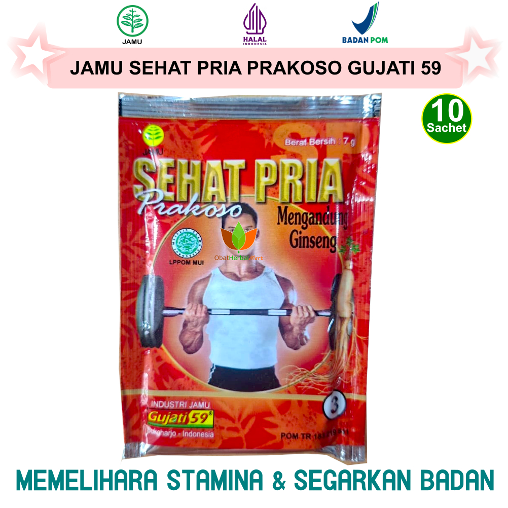 10 SACHET JAMU SEHAT PRIA PRAKOSO GUJATI 59, OBAT HERBAL MEMELIHARA KESEHATAN STAMINA MENYEGARKAN BA