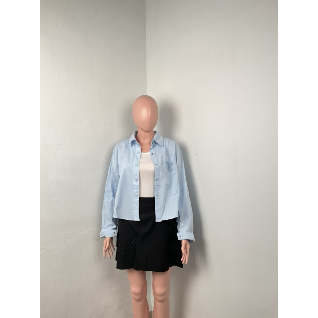 Kemeja Wanita Oversize 1 Set dengan Inner Putih
