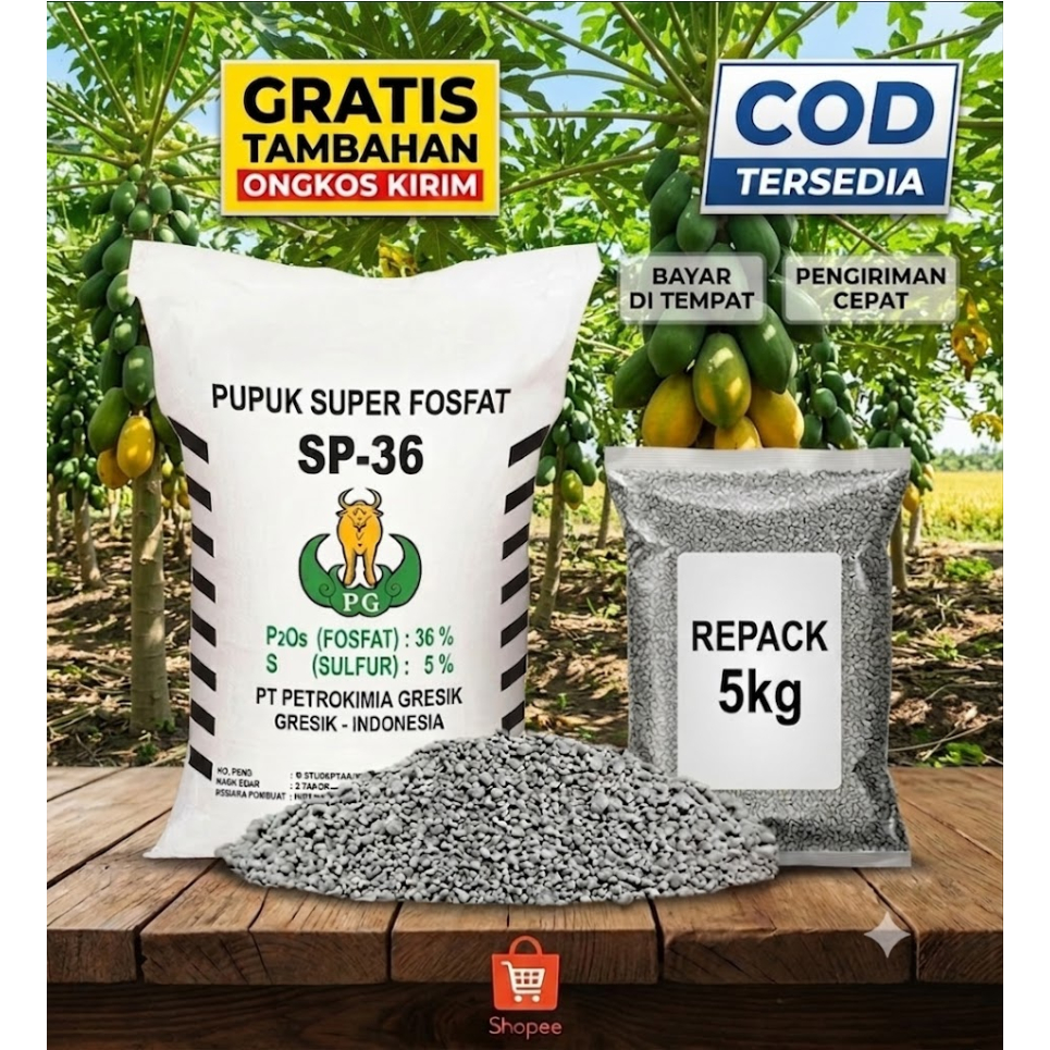 Pupuk SP-36 Petrokimia Gresik 5kg - Pupuk Super Fosfat untuk Pertumbuhan Akar dan Tanaman