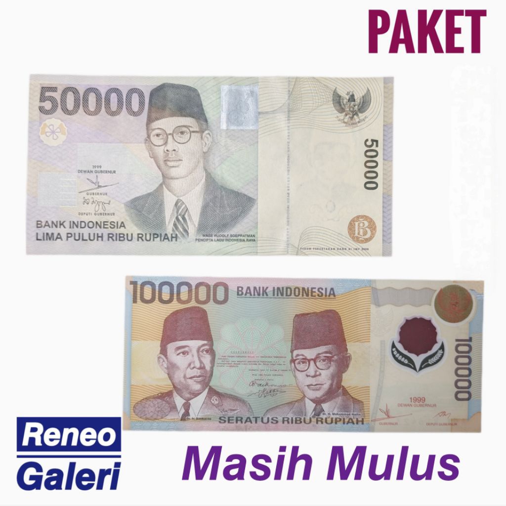 Paket 2 variasi uang kuno tahun 1999 mulus asli set duit kertas lama Indonesia original zaman dulu a