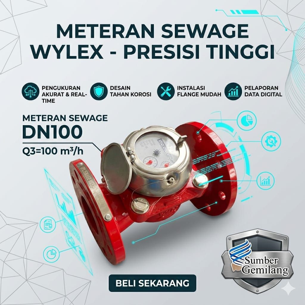FLOW METER AIR LIMBAH 4 INCH FLOWMETER AIR KOTOR 4"  WATER METER LIMBAH