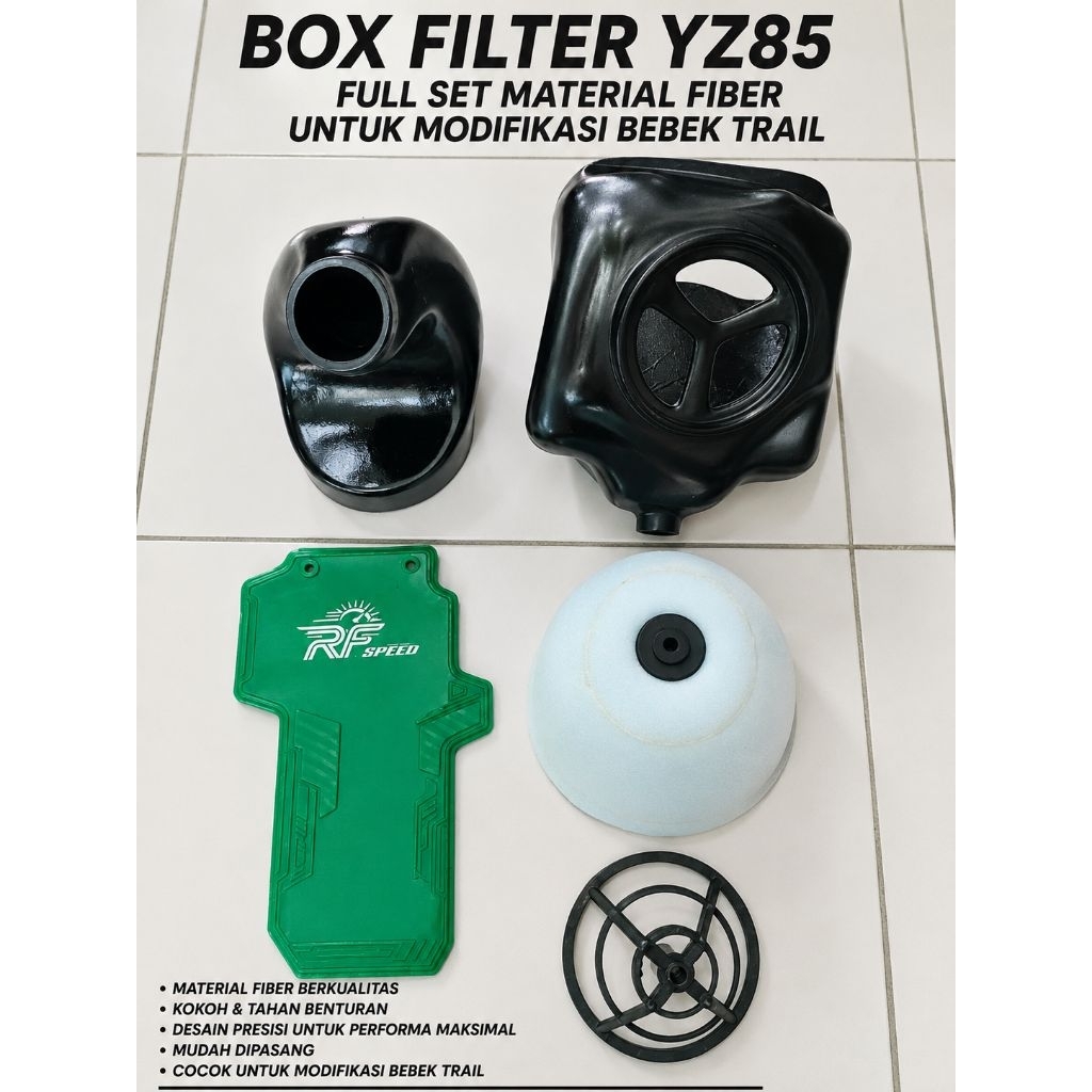 reflika box filter yz85 pnn bebek modif  lengkap dengan rangka busa dan pelindung lumpur