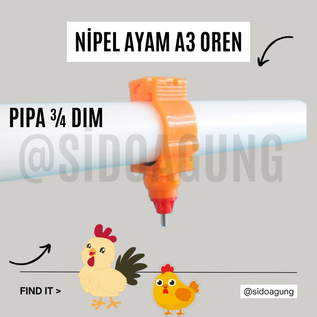 NIPPLE AYAM A3 ORANGE Nipel Ayam Unggas Nipple Drinker Alat Minum