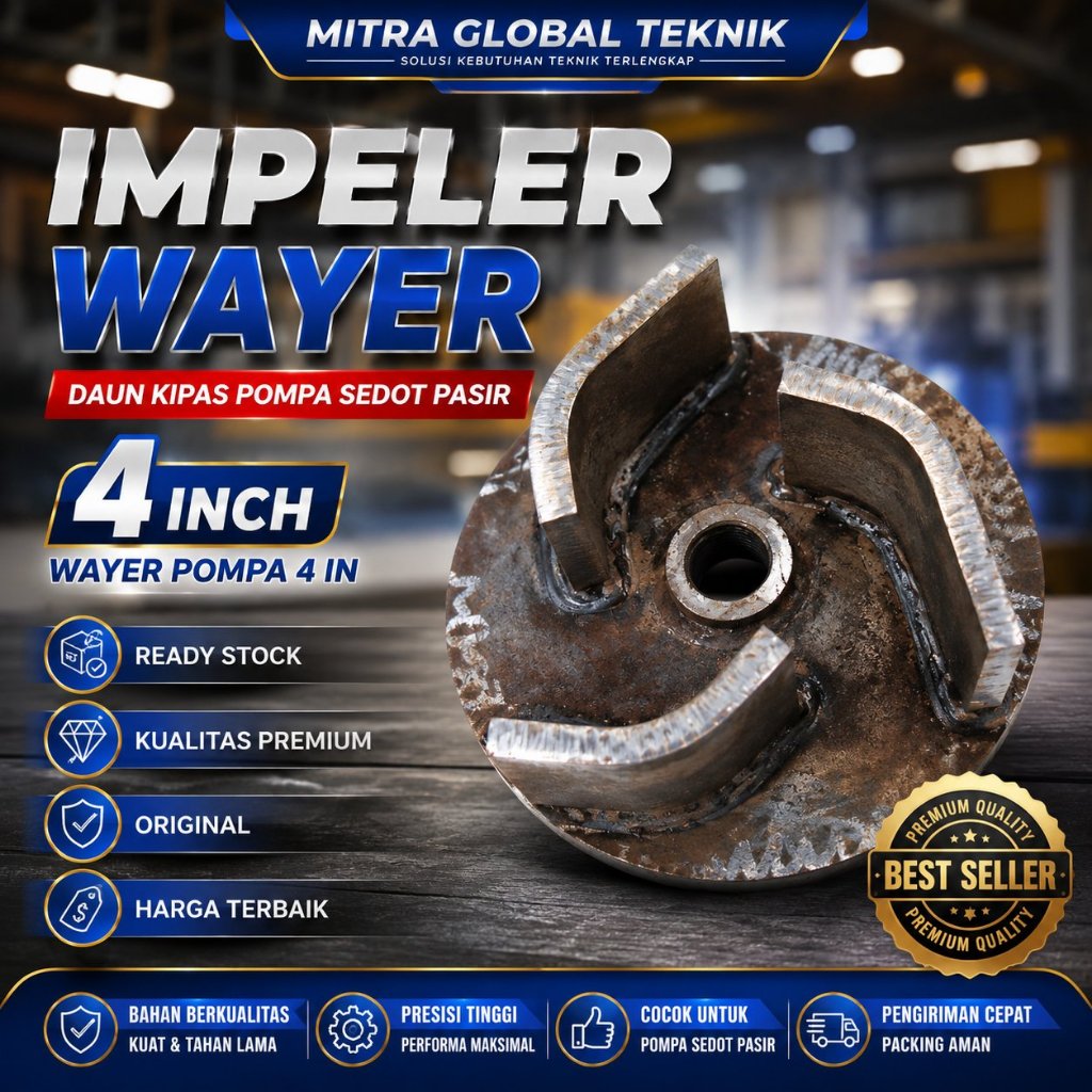 Impeler wayer daun kipas pompa sedot pasir 4 in, wayer pompa 4 in