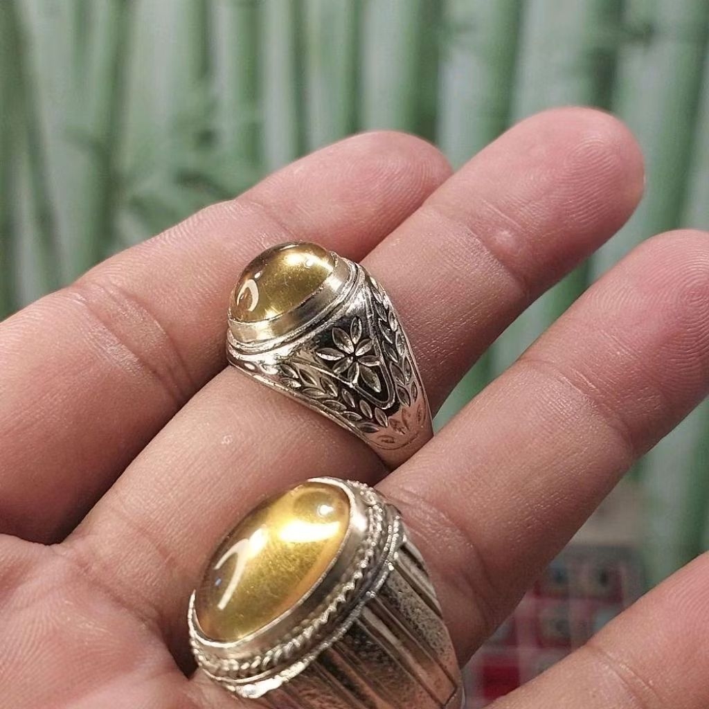 Cincin batu golden citrine kunyit 12 dan 18mm