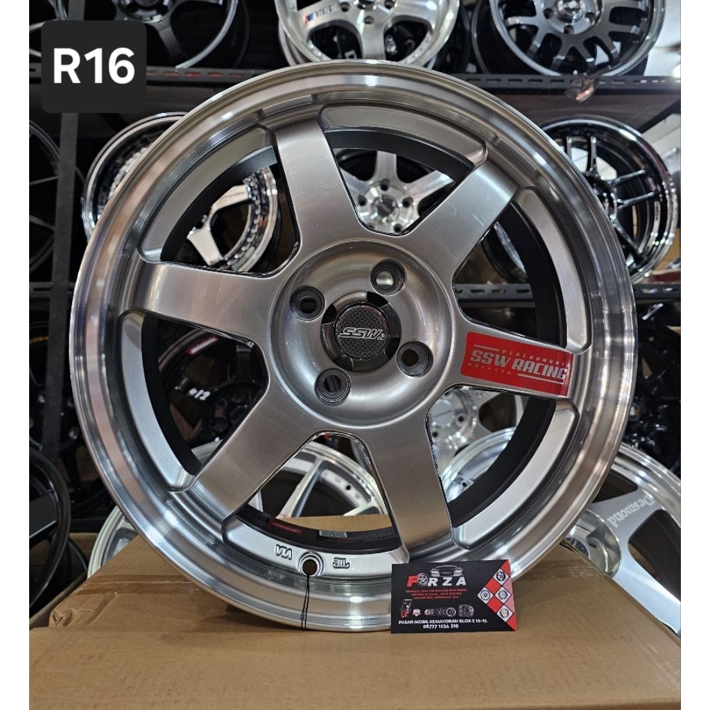Velg SSW 202 TE37 R16 PCD4x100 Silver lip Polish. Lebar 7 ET 35. Made in thailand