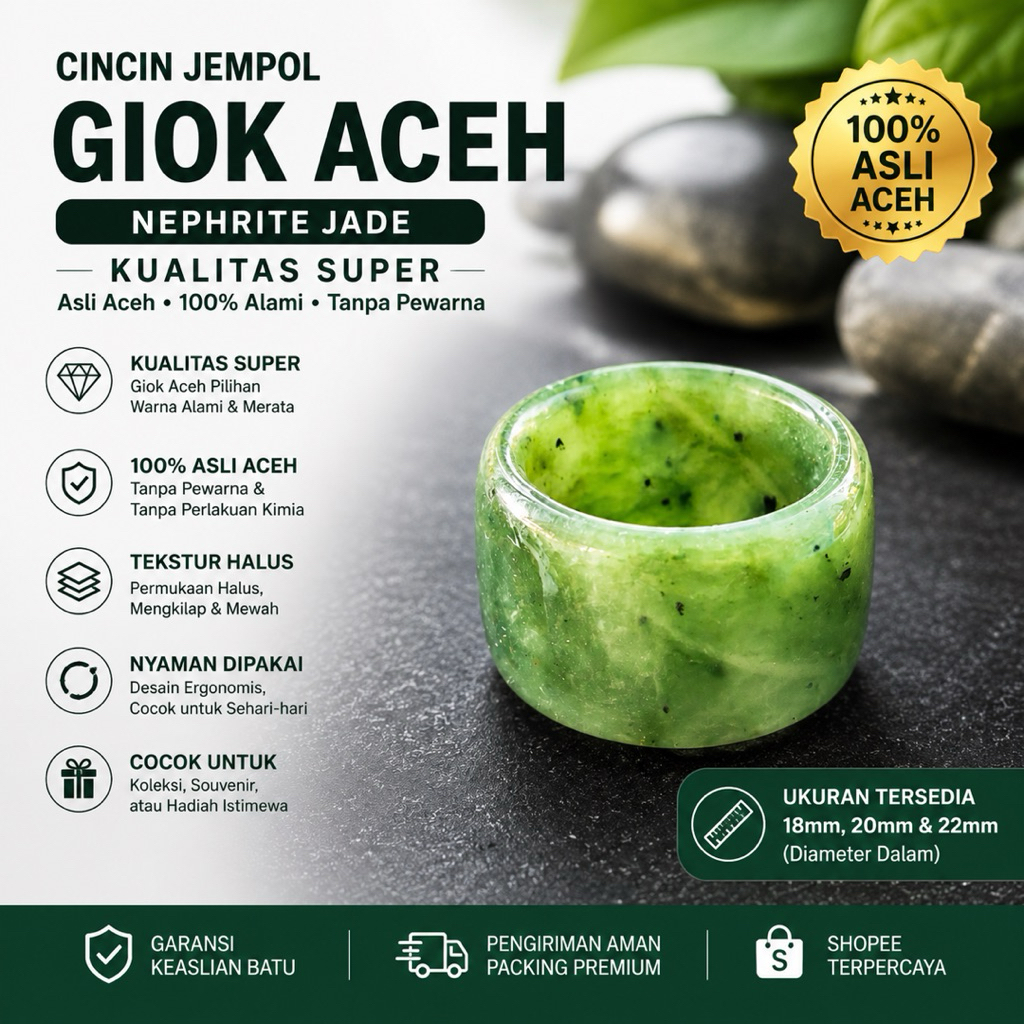 Ring Jempol giok aceh Nephrite jade